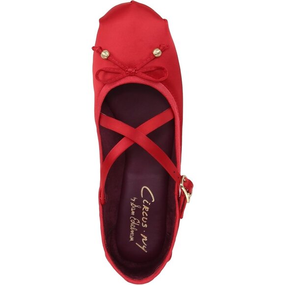 Circus NY by Sam Edelman Women's Red Poppy Suede Cross Strap Ballet Flat - Picture 5 of 6